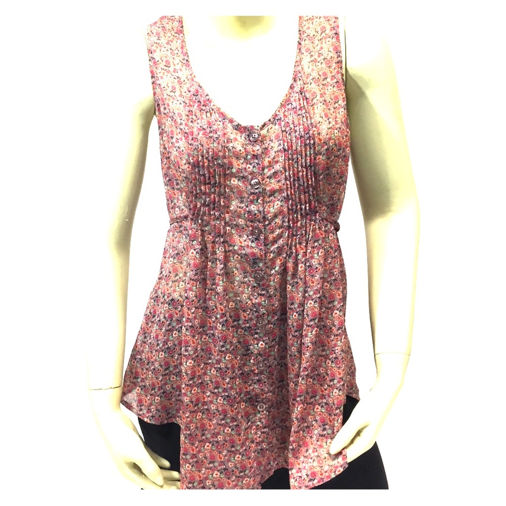 American Rag M Floral Sleeveless Racerback Blouse